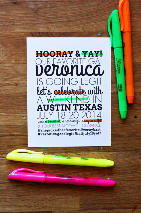 neon highlighter party invitations