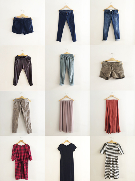 autumn capsule wardrobe bottoms and dresses