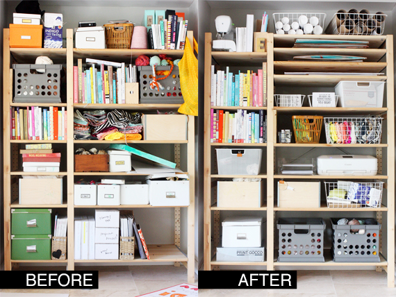 before and after ikea office shelving