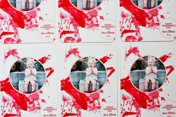 kiddo valentines using their paintings as a background