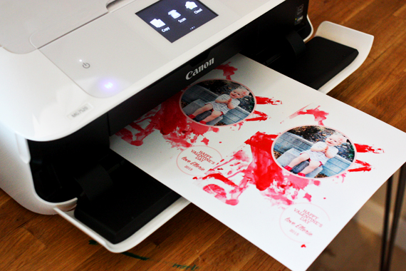 kiddo valentines using their paintings as a background