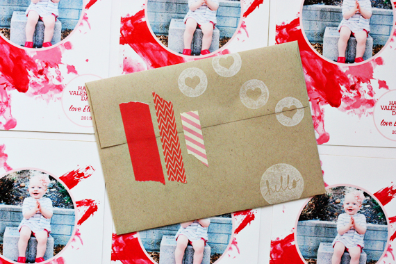 kiddo valentines using their paintings as a background