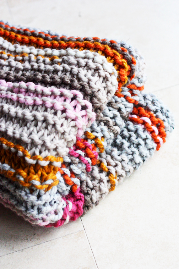 scrap yarn knit blanket