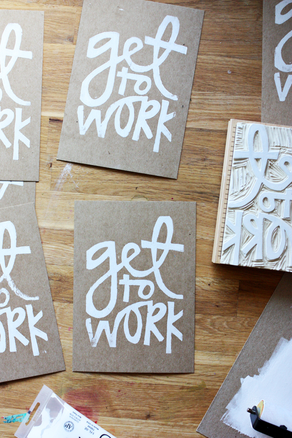 hand carved text stamp