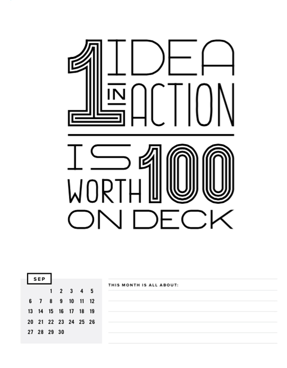 GET TO WORK BOOK calendar page | gettoworkbook.com