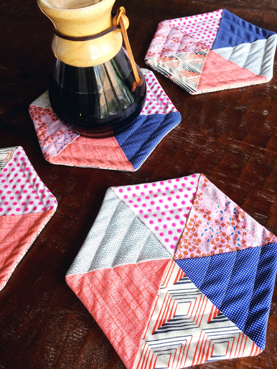 quilted hexagon potholders tutorial