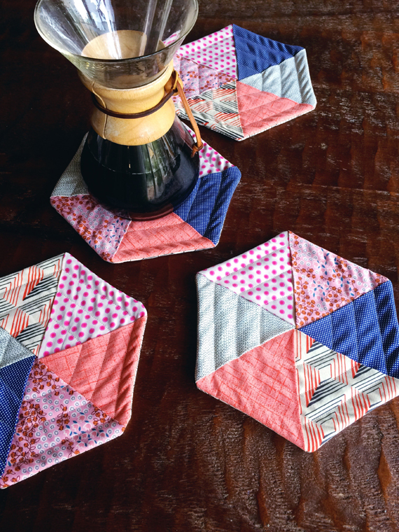 quilted hexagon potholders tutorial
